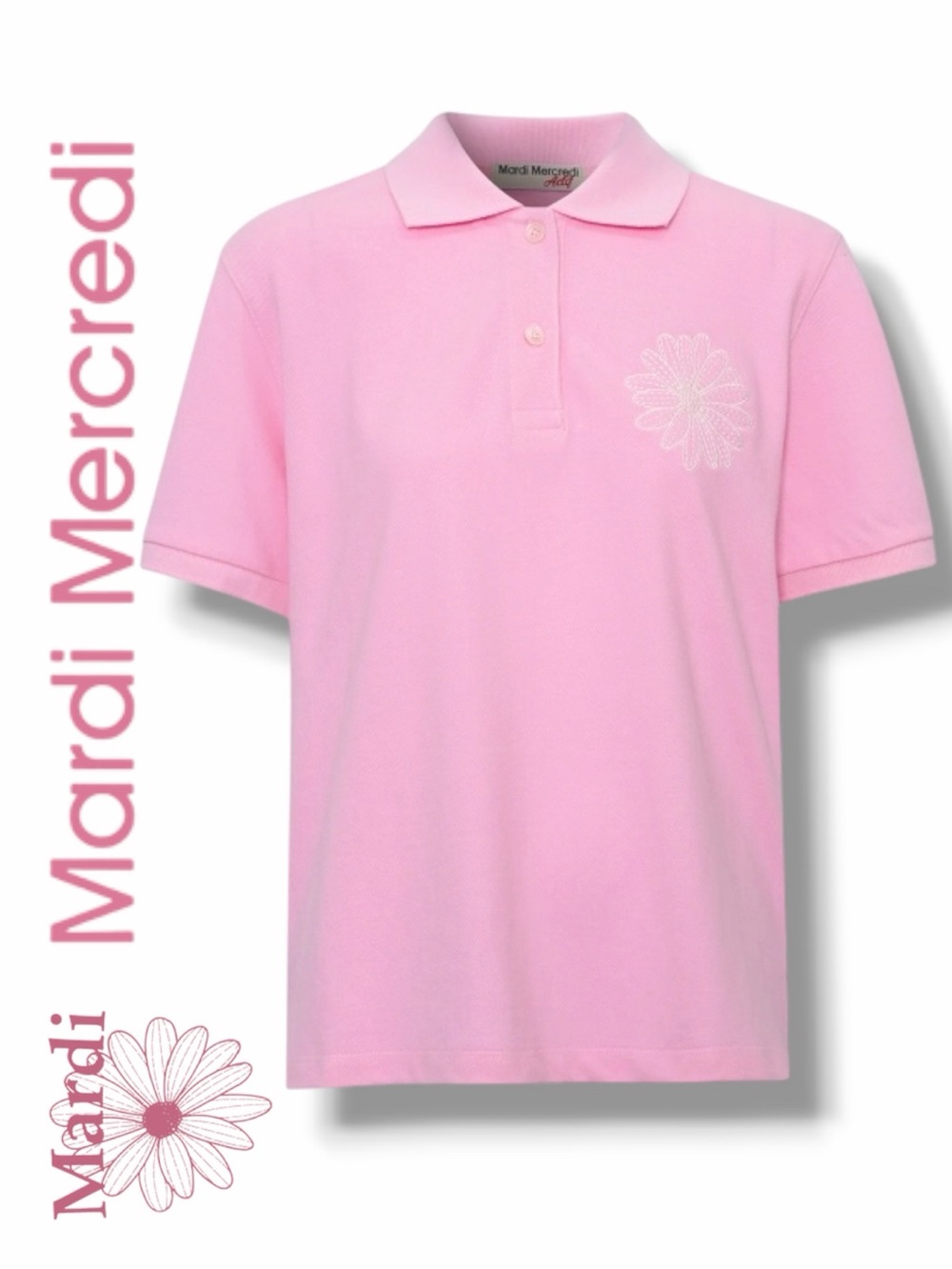 Mardi Mercredi Women’s Pink Polo Shirt in the Size Large